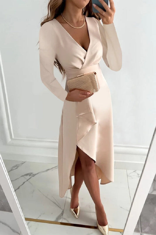Elegantes Figurbetontes Midikleid mit Betonter Taille | Ideal für Frühling und Herbst