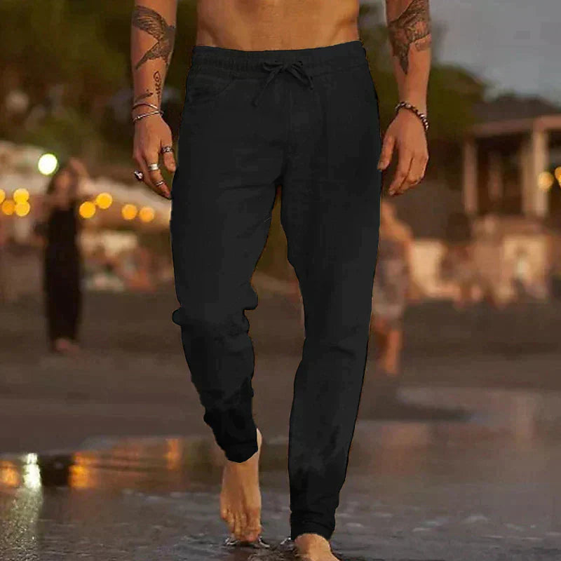 Herren-Leinenhose mit leichtem Stoff und lockerem Schnitt | Ideal für den Sommer