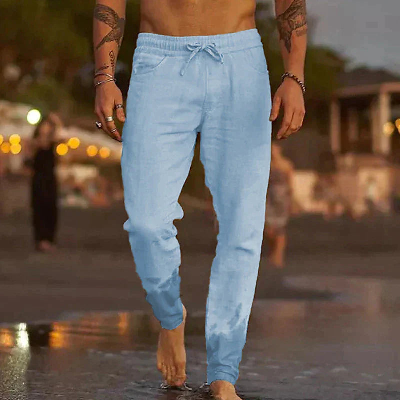 Herren-Leinenhose mit leichtem Stoff und lockerem Schnitt | Ideal für den Sommer