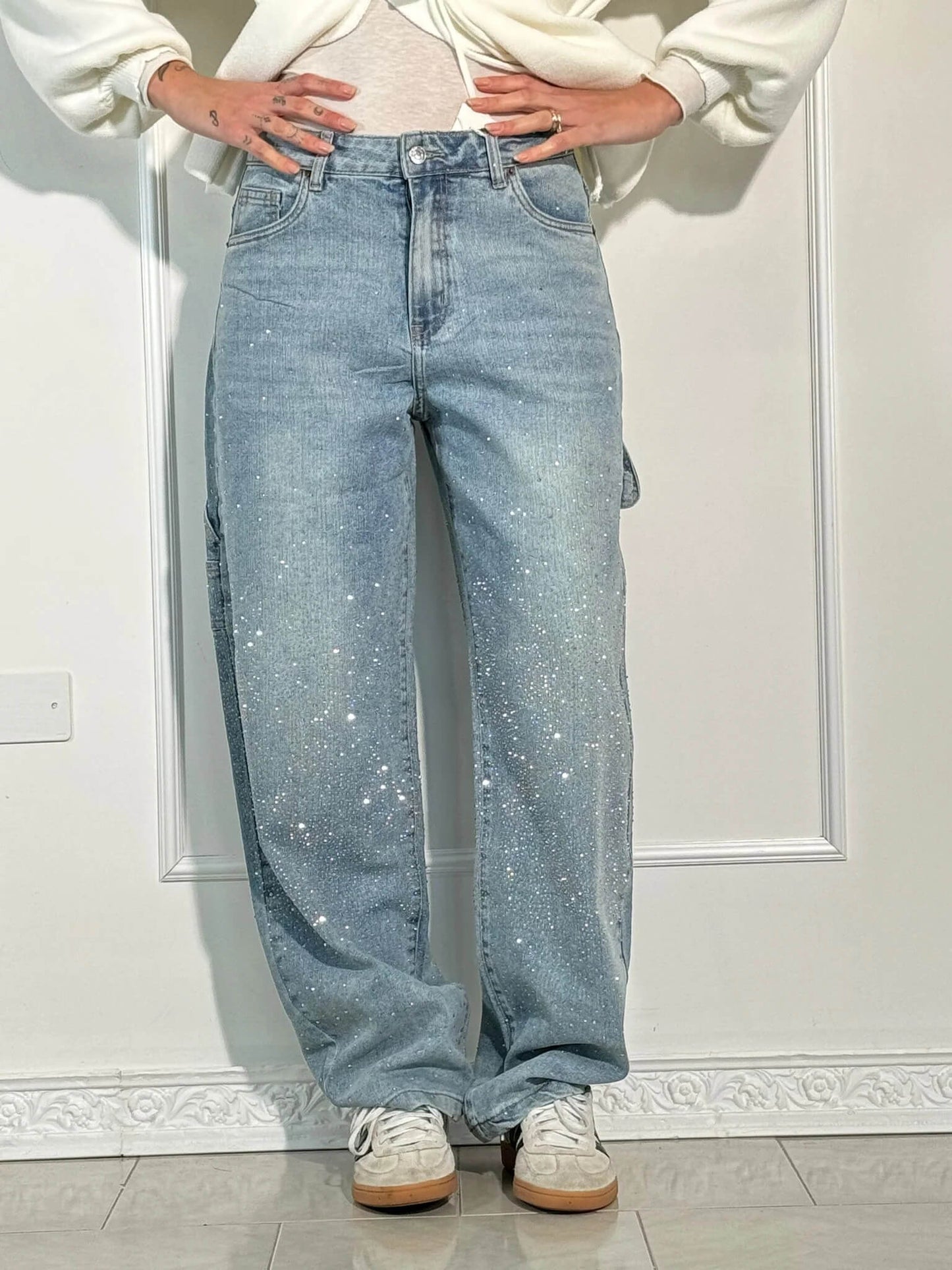 Weite Ballon-Jeans mit Strassdetails | Ideal für Frühling und Herbst