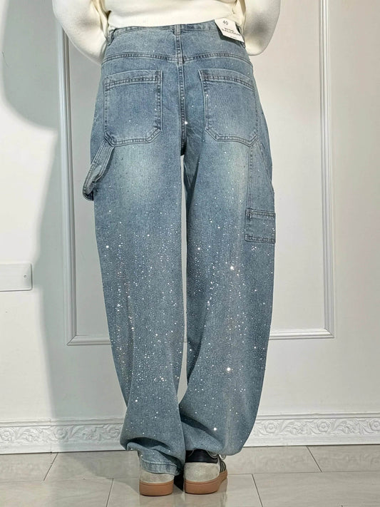 Weite Ballon-Jeans mit Strassdetails | Ideal für Frühling und Herbst