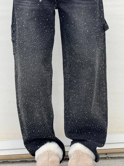 Weite Ballon-Jeans mit Strassdetails | Ideal für Frühling und Herbst