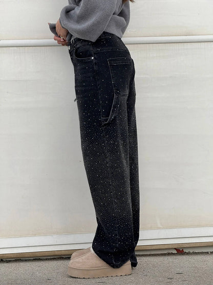 Weite Ballon-Jeans mit Strassdetails | Ideal für Frühling und Herbst