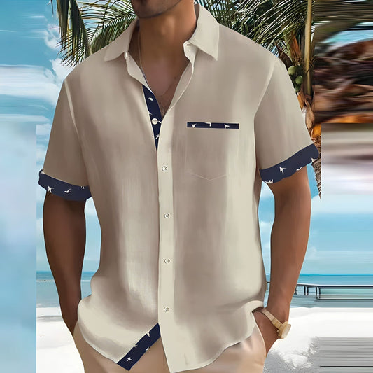 Herren Kurzarm Button-Up Hemd mit Atmungsaktivem Stoff Ideal für den Sommer