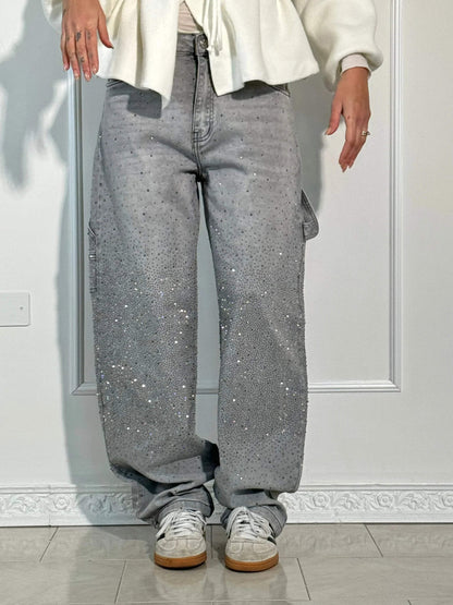 Weite Ballon-Jeans mit Strassdetails | Ideal für Frühling und Herbst