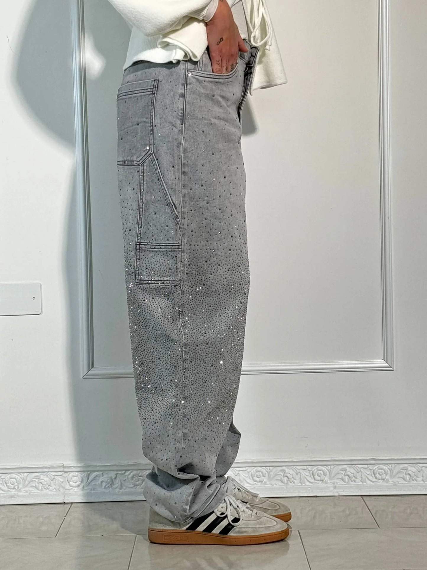 Weite Ballon-Jeans mit Strassdetails | Ideal für Frühling und Herbst