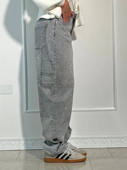 Weite Ballon-Jeans mit Strassdetails | Ideal für Frühling und Herbst