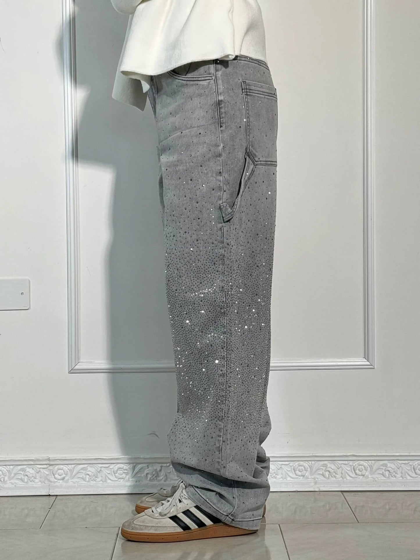 Weite Ballon-Jeans mit Strassdetails | Ideal für Frühling und Herbst
