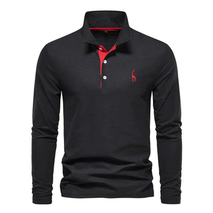 Herren Langarm Poloshirt mit Atmungsaktivem Stoff Ideal für Frühling und Herbst