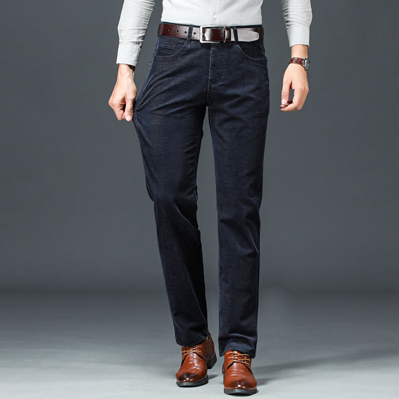 Herren Cord Straight-Leg Hose mit Mittlerer Taille | Ideal für Frühling und Herbst