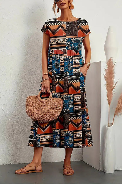 Ärmelloses Kleid mit Rundhalsausschnitt & Print | Perfekt für den Sommer