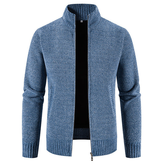Herren Slim-Fit Samt Reißverschluss Cardigan Jacke, ideal für den Winter