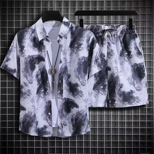 Herren Zweiteiliges Strandoutfit mit Blumenmuster und Schnelltrocknendem Material | Ideal für den Sommer