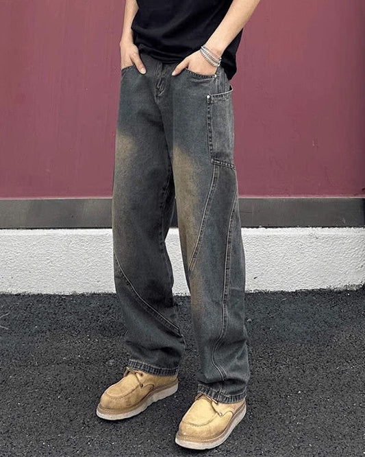 Herren Gerade Geschnittene Jeans mit Reißverschluss I Ideal für Frühling und Herbst
