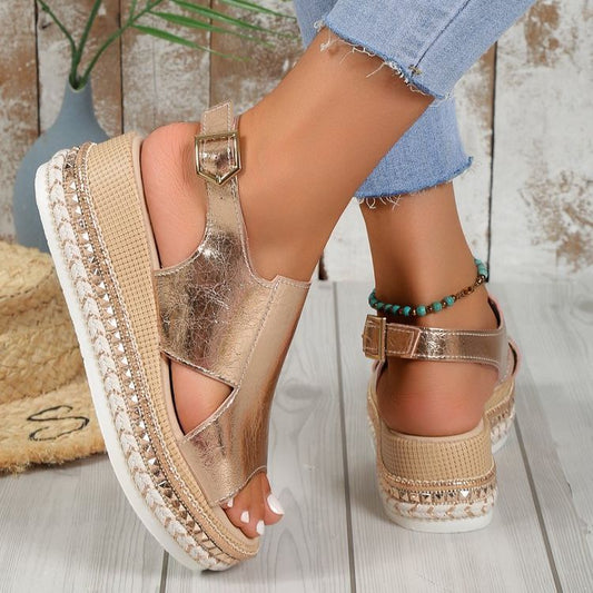 Damen Große Größen Sandalen mit Seilsohle und Schnalle | Ideal für Frühling und Sommer