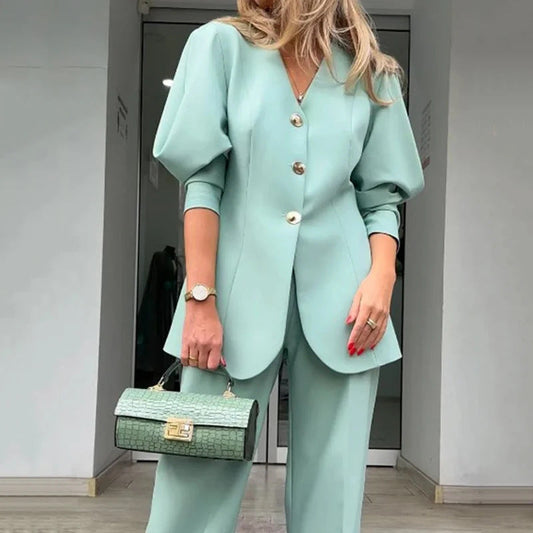 Zweiteiliges Set mit Laternenärmeln und Hose | Ideal für den Herbst