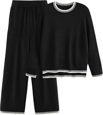 Strick Pullover Pullover und Weite Hose Set | Ideal für Frühling und Herbst