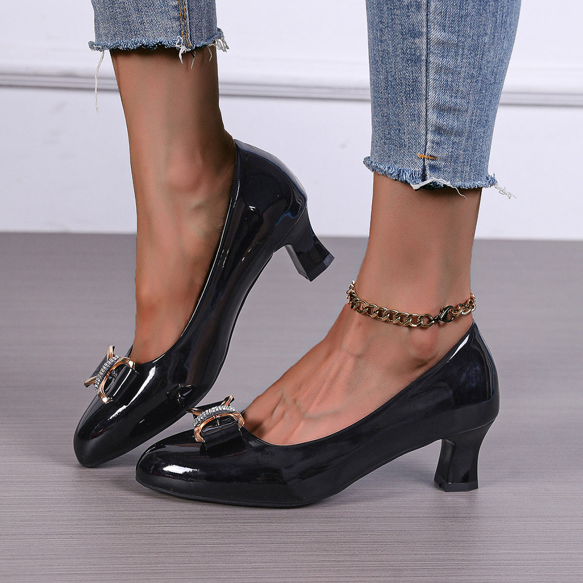 Pumps mit Schleife und Mittelhohem Blockabsatz | Ideal für Alle Jahreszeiten