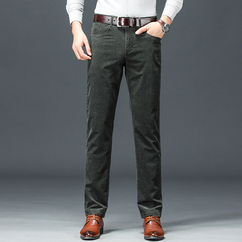 Herren Cord Straight-Leg Hose mit Mittlerer Taille | Ideal für Frühling und Herbst