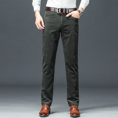 Herren Cord Straight-Leg Hose mit Mittlerer Taille | Ideal für Frühling und Herbst