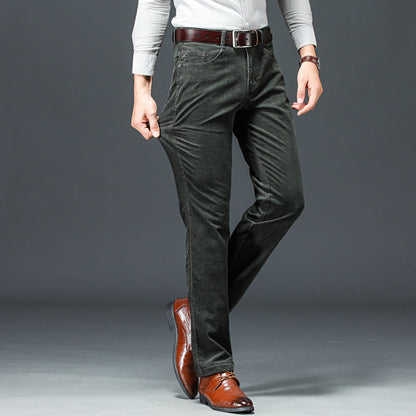 Herren Cord Straight-Leg Hose mit Mittlerer Taille | Ideal für Frühling und Herbst