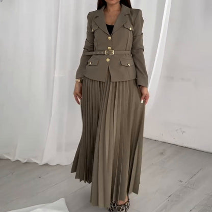 Einfarbiges Revers-Blazer und Hosen Set | Ideal für Frühling und Herbst