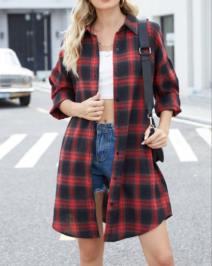 Langarm Flanell-Karohemdjacke mit Angeschliffener Oberfläche | Ideal für den Herbst