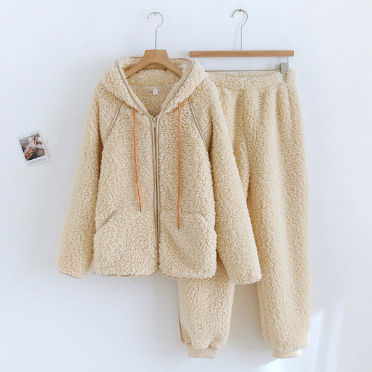Flanell Kapuzen Zweiteiliges Loungewear-Set | Ideal für Herbst und Winter