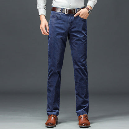 Herren Cord Straight-Leg Hose mit Mittlerer Taille | Ideal für Frühling und Herbst