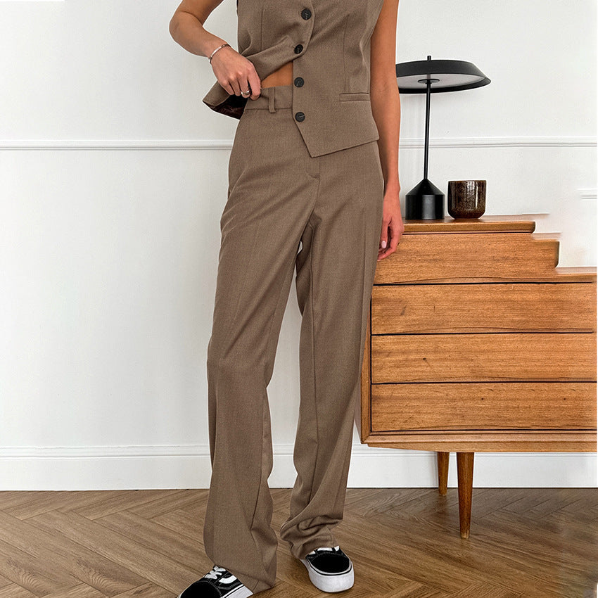 V-Ausschnitt Ärmellose Weste und Hose Set | Ideal für Frühling und Herbst