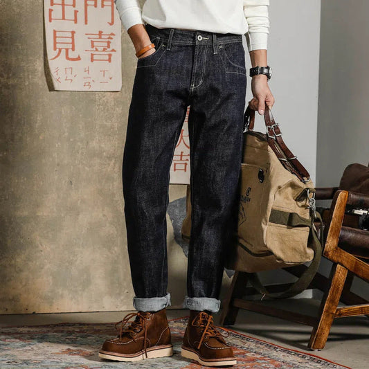 Herren Dunkle Straight-Leg Denim-Jeans mit Mittlerer Taille | Ideal für den Frühling