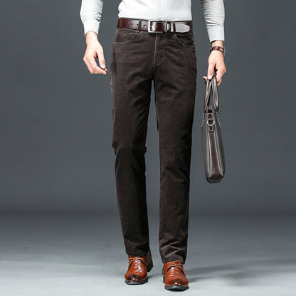 Herren Cord Straight-Leg Hose mit Mittlerer Taille | Ideal für Frühling und Herbst