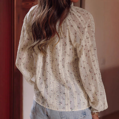 Geblümte Bestickte Bluse mit Quasten und Raglanärmeln | Ideal für den Frühling