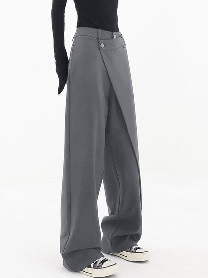 Hochtaillierte Asymmetrische-Knopf-Weite-Hose | Ideal für Frühling und Herbst