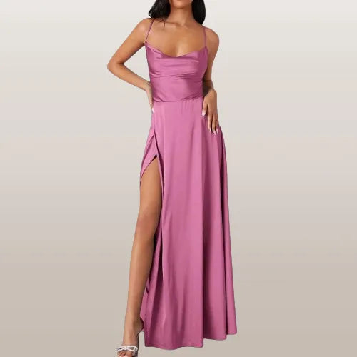 Ärmelloses Seiden-Maxikleid mit Fließendem Design | Ideal für Frühling und Sommer
