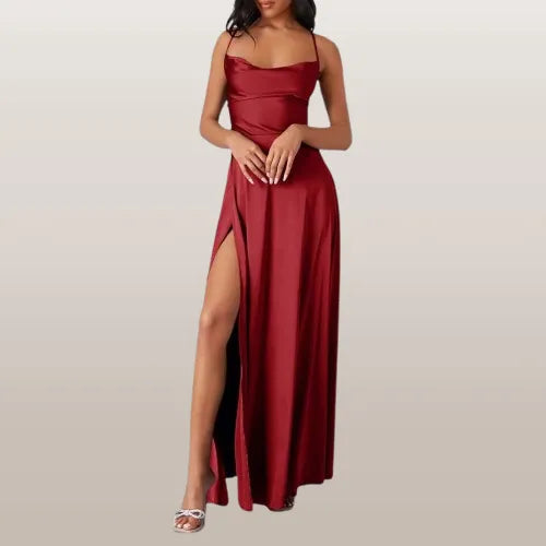 Ärmelloses Seiden-Maxikleid mit Fließendem Design | Ideal für Frühling und Sommer