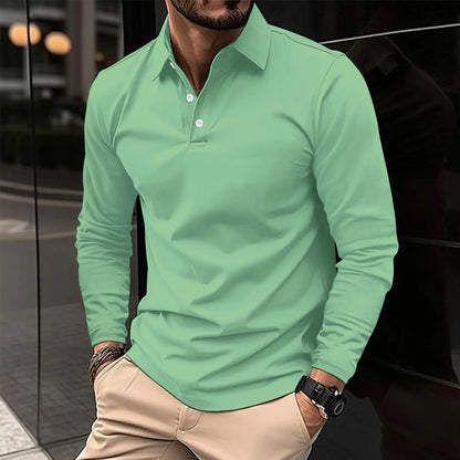 Herren Slim Fit Polo-Shirt mit langen Ärmeln | Ideal für Alle Jahreszeiten