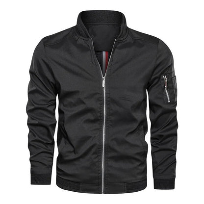 Herren Leichte Bomberjacke mit Reißverschluss und Elastischen Bündchen | Ideal für Frühling und Herbst