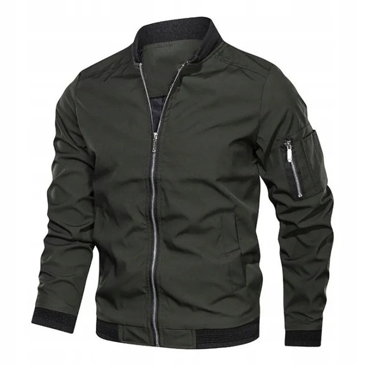 Herren Leichte Bomberjacke mit Reißverschluss und Elastischen Bündchen | Ideal für Frühling und Herbst