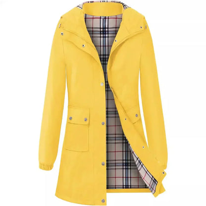 Wasserabweisender Trenchcoat mit Kapuze und Karofutter | Ideal für Frühling und Herbst