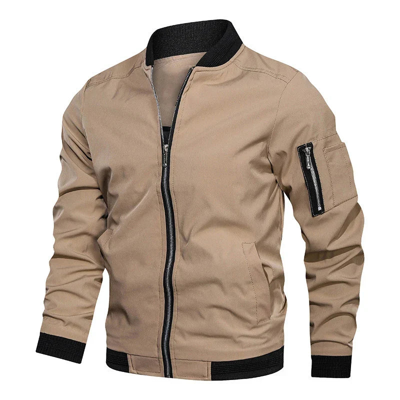 Herren Leichte Bomberjacke mit Reißverschluss und Elastischen Bündchen | Ideal für Frühling und Herbst