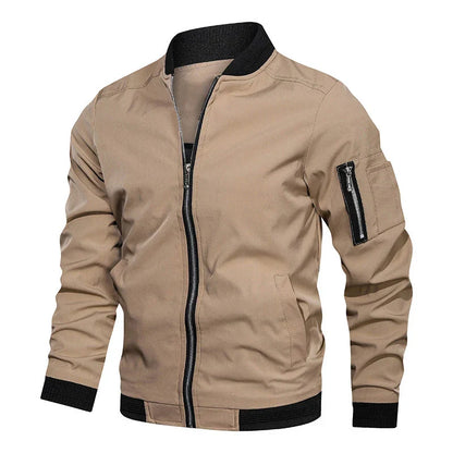 Herren Leichte Bomberjacke mit Reißverschluss und Elastischen Bündchen | Ideal für Frühling und Herbst