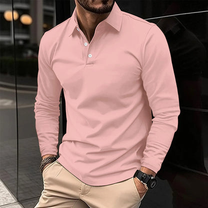 Herren Slim Fit Polo-Shirt mit langen Ärmeln | Ideal für Alle Jahreszeiten