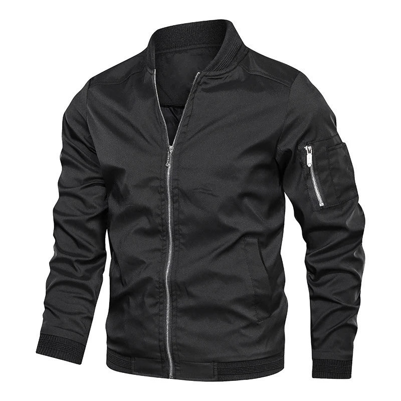 Herren Leichte Bomberjacke mit Reißverschluss und Elastischen Bündchen | Ideal für Frühling und Herbst