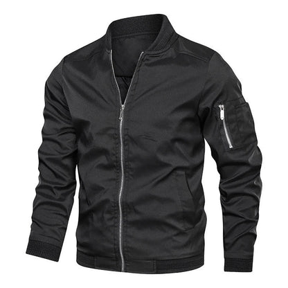 Herren Leichte Bomberjacke mit Reißverschluss und Elastischen Bündchen | Ideal für Frühling und Herbst
