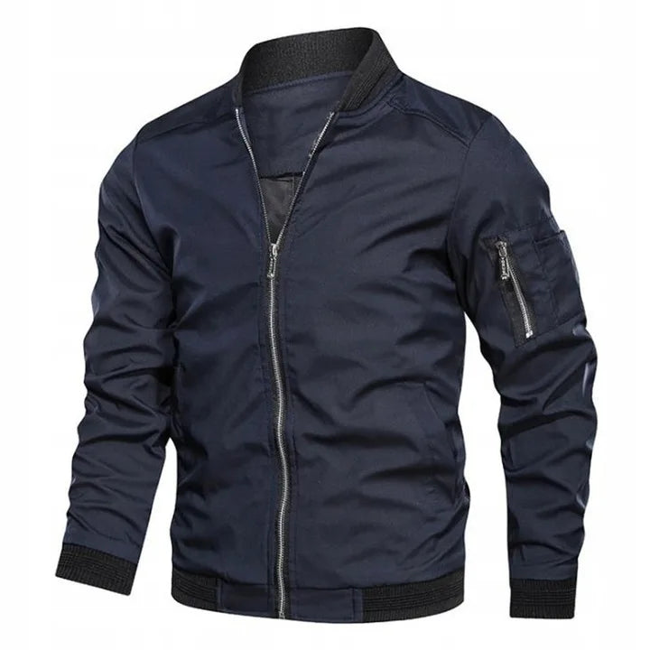 Herren Leichte Bomberjacke mit Reißverschluss und Elastischen Bündchen | Ideal für Frühling und Herbst