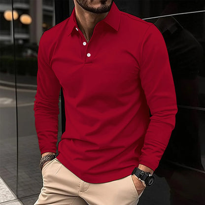 Herren Slim Fit Polo-Shirt mit langen Ärmeln | Ideal für Alle Jahreszeiten