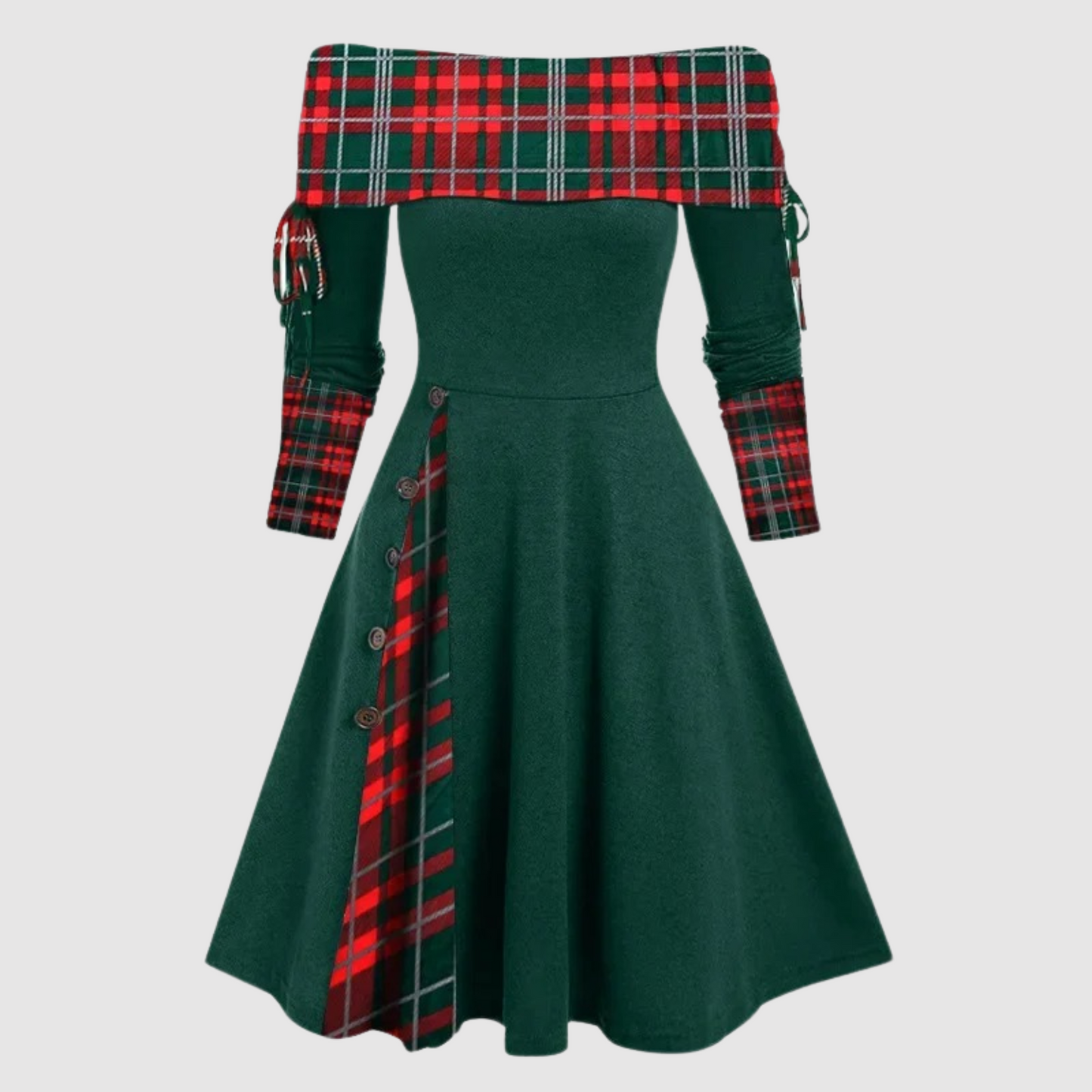 Schulterfreies Langarm-Winterkleid | Ideal für den Winter