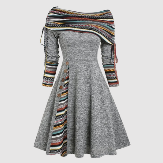 Schulterfreies Langarm-Winterkleid | Ideal für den Winter