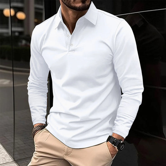 Herren Slim Fit Polo-Shirt mit langen Ärmeln | Ideal für Alle Jahreszeiten
